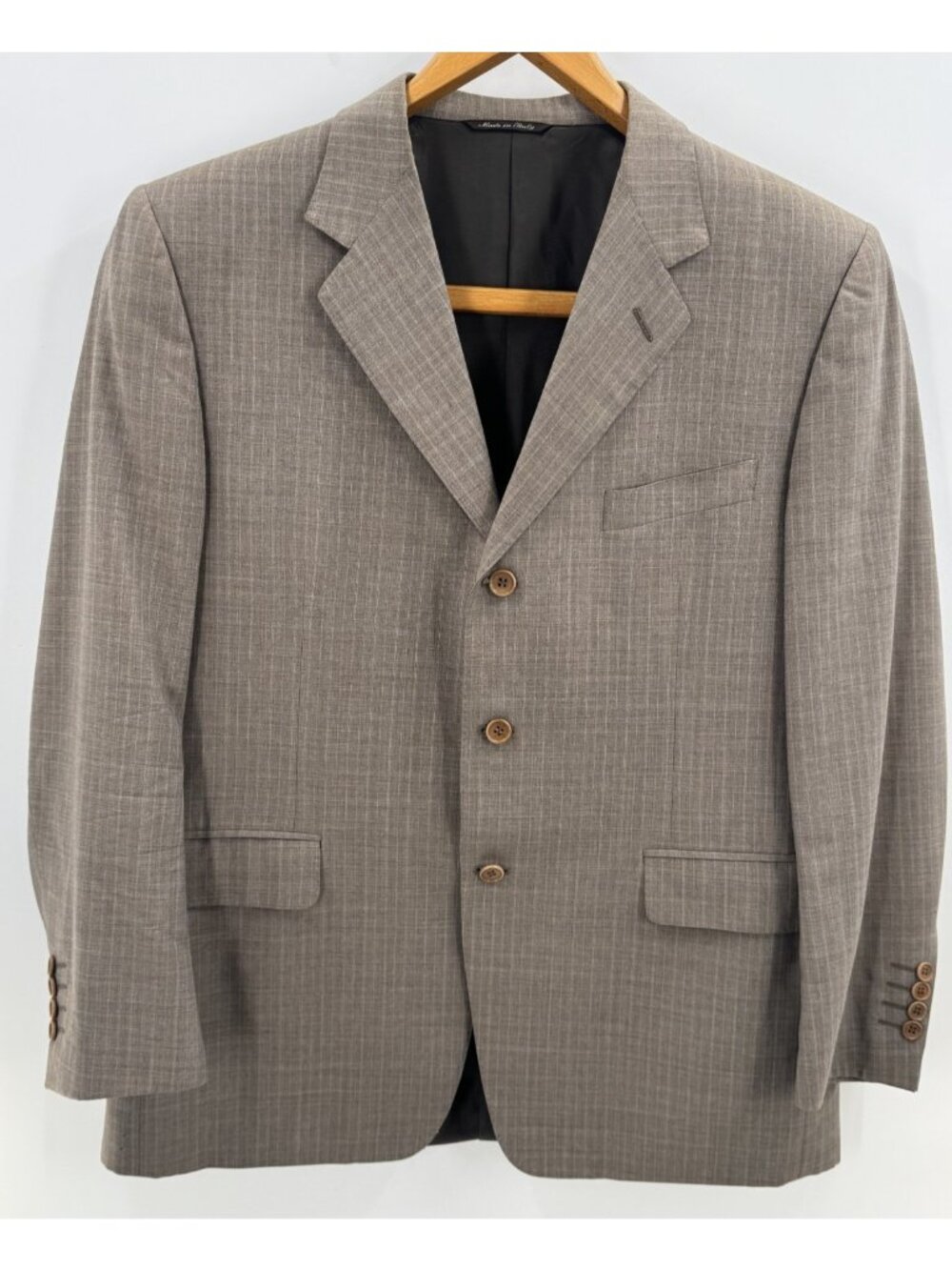 Vintage Canali Italy Light Brown Plaid Check Wool Sport Coat Blazer Men Sz 42 R